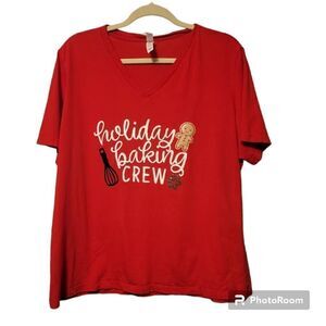 Bella Canvas "Holiday Baking Crew" V-neck" T-shirt Size 2XL